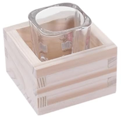 Juego de tazas de té de cristal para Sake, vaso de Sake tradicional, botella de Sake transparente con recipiente cuadrado de madera, copas de vino de vidrio, 1 Juego Copa para Saki