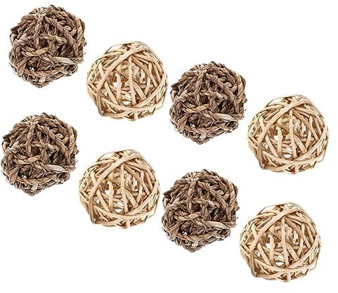 HOMOBABE 8pcs Bunny Chew Toys and Rabbit Straw Balls Natural Molar Teeth Care Grass Balls Small Animal Chewing Toys for Rabbits Guinea Pigs Chinchillas and Hamsters