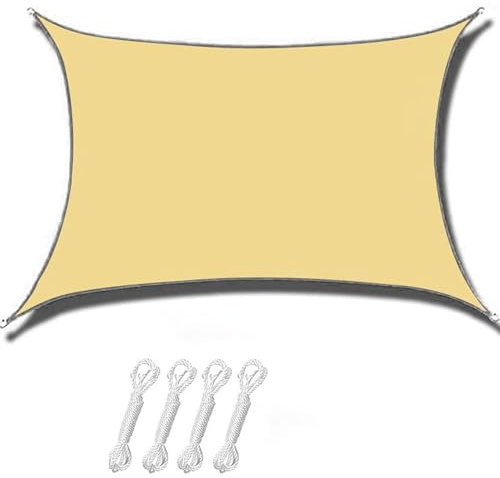 CHSG Parasole Vela, Khaki 3 * 4m, Vela Ombreggiante Impermeabile Rettangolare Per Esterno Terrazza, a Prueba De Sol Terrazza All'Aperto,Campeggio Ombrello