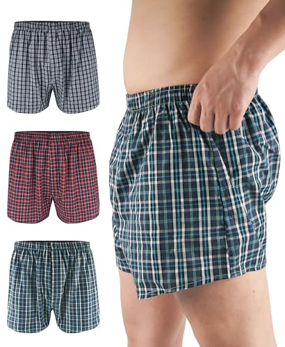 FORVEVO Inkontinenz Pants Männer Baumwolle,Waschbar Boxershorts Herren für Inkontinenz Underwear mit Saugfähigkeit Pants,Wiederverwendbar Unterhosen 3er Pack(Mehrfarbig01, XL)
