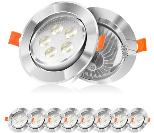 KLGFI LED Einbaustrahler 230V, 10er Set 5W Kaltweiß 85-95mm Lochmass | Einbauspots Schwenkbar, Deckenspots Einbauleuchten, led spots flach für Badezimmer Wohnzimme