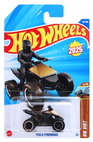 Hot Wheels Tesla Cyberquad HYX91 HW Dirt 4/10 Short Card schwarz Gold Tesla Lizenz Mattel 2025 1:64