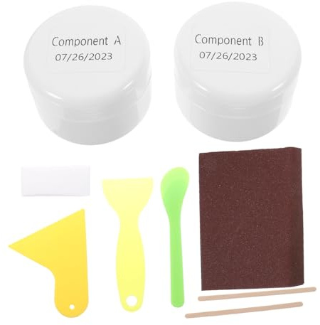 Housoutil Tile Glue Porcelain Repair Kit for Ceramic Tub Repair for Shower Countertop White Material for Enamel Sink