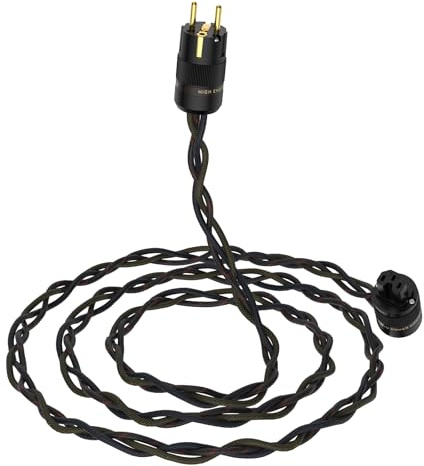 Audiocrast High-End Netzkabel HiFi Netzkabel mit Schukostecker & Kaltgerätekupplung für Subwoofer, Verstärker, DV/AV Kaltgerätestecker C15 (1.5m/4.92ft)