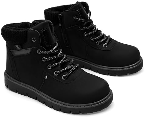 GLAMORA Botines de Invierno para Mujer, Botas de Nieve con Pelo, Cómodas y Antideslizantes, Cremallera Lateral y Cordones G25600-bk-37