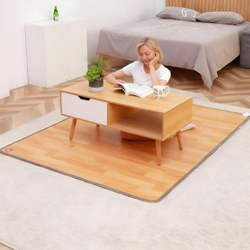 Electric Heater Rug for Underfloor Heating, Adjustable Temperature, Rollable Foot Warmer Mat for Carpet and Storage