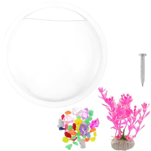 Ciieeo Wall Mounted Acrylic Fish Tank 17cm Hanging Aquarium Bowl with Nail Installation for Living Room Decor, Compact Wall Fish Aquarium Suitable for Home and Office Random Color
