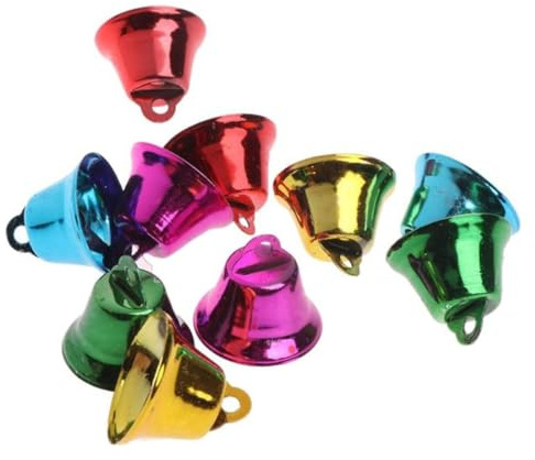 SHINEOFI 20 Campanellini Colorati in Ferro con Foro per Appendere, Giocattoli con Suono Nitido per Decorazioni Festive, 20 Unitá Colore Casuale