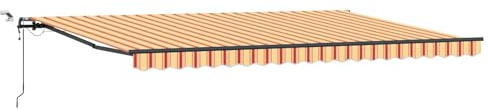 Qnhdfrt Toldo de brazo articulado retráctil de poliéster para terraza, jardín y balcón, tela de toldo con mando a distancia y sensor de luz para viento, amarillo y naranja