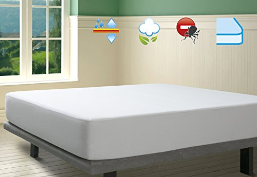 Savel - Proteggi Materasso Antiacaro Impermeabile e Traspirante | Antiallergico| Trattamento Antibatterico Sanitized. Tessuto a Maglia 100% Cotone. Coprimaterasso Una Piazza e Mezza (120x190/200cm)