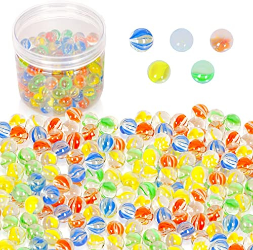 powerking Poweking Glasmurmeln, Bunte Katzenaugen Glasmurmeln für Kinder für Spielzeug/Spiel/Spiel/Fisch/Pflanzendekoration 200 STK