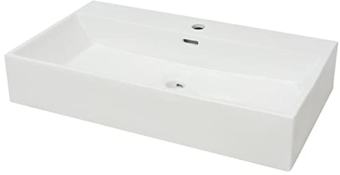 vidaXL Waschbecken mit Hahnloch Keramik Weiß 76x42,5x14,5 cm