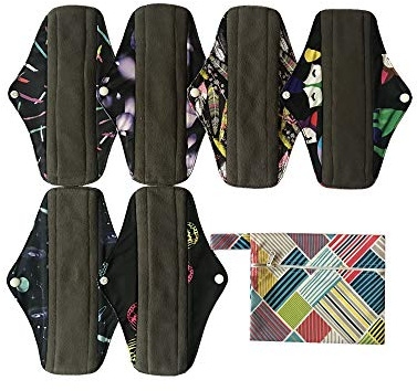 MUMBABY Lot de 1 Mini Sac humide + chiffon en bambou 6 25,4 cm Coupe menstruelle Anthracite Chiffon Bambou Mama/de/réutilisables Serviettes hygiéniques (sombre)