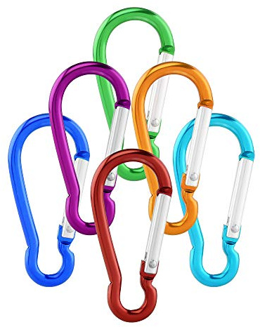 S&S-Shop 12 Aluminium Carabiner Hooks 50 mm Colourful Aluminium Carbine Hook Snap Hook Camping Keyring