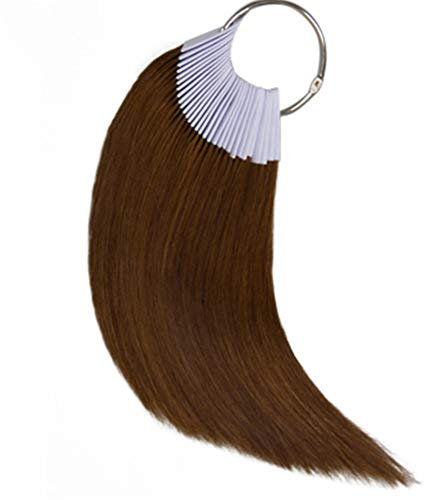 RemeeHi Haarmuster zum Testen von Farbe Haarfarbe Musterringe mit weißen Schnallen echtes Echthaar für Salon Friseursalon, 30 Strähnen/Set dunkelgold 6°