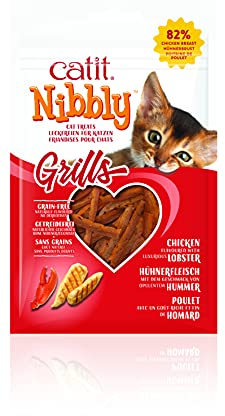 Catit Nibbly Grills, Kaustreifen aus Hühnchen und Hummer, für Katzen, 30g