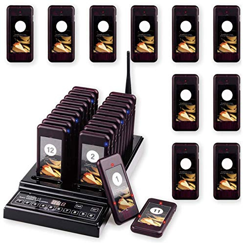 Retekess T112 Pager Rufsystem, Pager Gastronomie, 30 Pager, 36 Stunden Arbeitszeit, 500M, Anzeige Bei Niedrigem Batteriestand, 998 Kanäle, Eins Zu Mehr, Pager für Hotel 1 Pcs (1 Tastatur 30 Pagers)