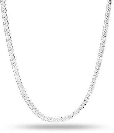 LeCalla 925 Sterling Silver Italian Jewelry Trendy Gift 1.3 MM, 2 MM Fox-Tail Rope Chain Necklace for Women and Men with Spring Ring Clasp (16, 18, 20, 24 Inches)