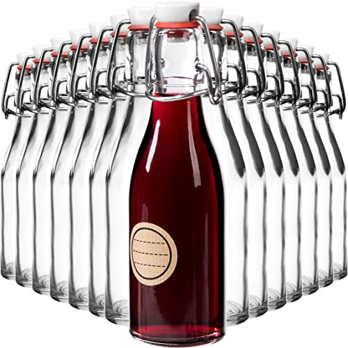 GIESSLE 15x 200ml Flasche - Made in Germany [Edelstahl] Porzellan Bügelverschluss, leere Draht Bügelflasche Likörflasche