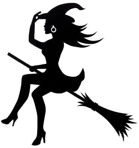 Auto Aufkleber Sticker HEXE WITCH BESEN Halloween Motorrad Car Sexy Logo Tattoo 15x14cm Schwarz