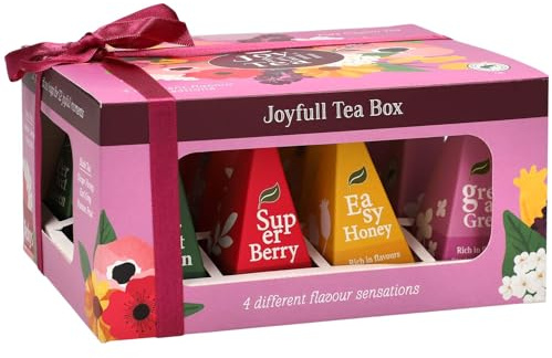 Tea Gift Set – 12 Tea Bags, 4 Flavours, Earl Grey Tea Bags, Green Tea, Super Berry, Earl Grey & Black Tea Tea Bags Individually Wrapped, Fruit Tea, Stocking Filler, Gifts for Fathers Day