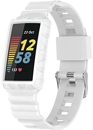 AISPORTS Compatible for Fitbit Charge 5/4/3 Strap with Bumper Case, Rugged Shockproof Impact Resistant Protective Case Cover with Silicone Replacement Strap for Fitbit Charge 5/4/3 Fitness Tracker