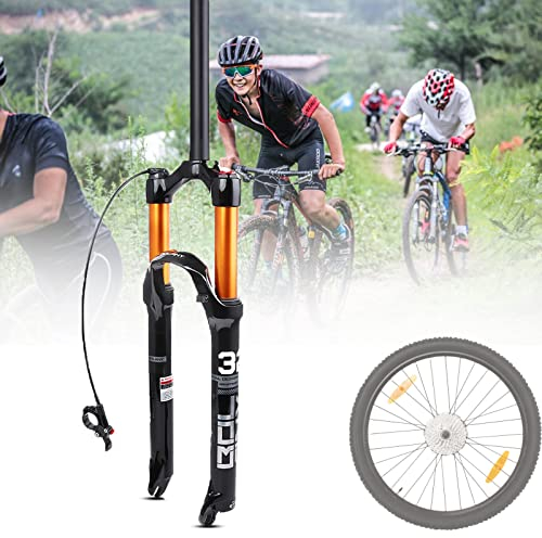 WZFANJIJ Fahrrad Vorderradgabel, Stoßdämpfer Luft Vorderradgabel Federgabel Mountainbike Gabel Drahtsteuerung Vorderradgabel,RemoteLockOut-27.5inch