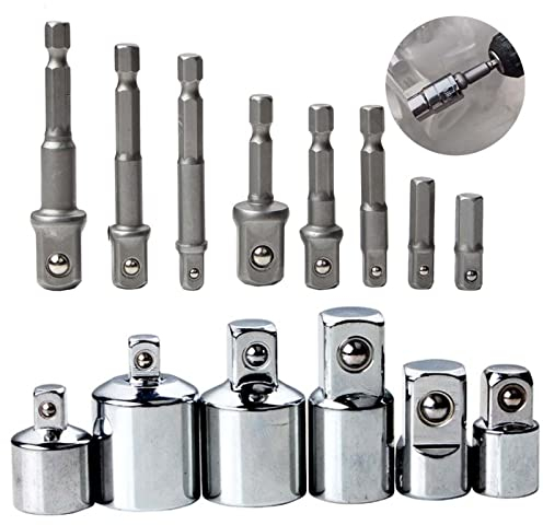 6 Piezas Adaptador Carraca, Adaptador Juego Llaves De Carraca De Vaso, 8 Piezas Adaptador Taladro, Impacto Taladro, Puntas Atornillador Impacto, Adaptador Zocalo Para Taladro 1/4 3/8 1/2 