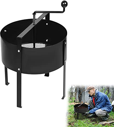 YRHome Tamis de sol rotatif - Diamètre : 40 x 56 cm - Passoire de jardin - Filtre à compost fin - Pour terre et pierres - Outils de jardin