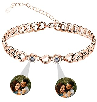 Aina Lighting Personalisierte Foto Armband für Männer und Frauen Benutzerdefinierte Armband mit Bild im Inneren Foto Projektion Armband Jahrestag Geburtstag Memorial Geschenk