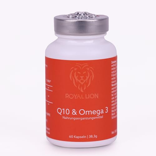 Q10 & Omega 3 Kapseln | 100mg Coenzym Q10 Kombiniert mit 225mg Omega 3 Fettsäuren | Glutenfrei, Vegan und in Deutschland produziert | 60 Kapseln