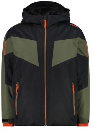CMP Boys Jacket Fix Hood Twill Colorblock - Isolierte atmungsaktive Jungen Skijacke, Größe 140 - Farbe Antracite