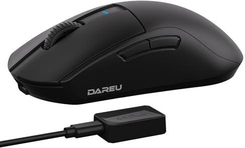 DAREU A950pro 4K trådlös spelmus: 55 g ultralätt, 4 kHz pollingfrekvens, PAW3395 optisk sensor, 26K DPI, 5 programmerbara knappar, stöd för 15 minuters snabbladdning och tri-mode-anslutning