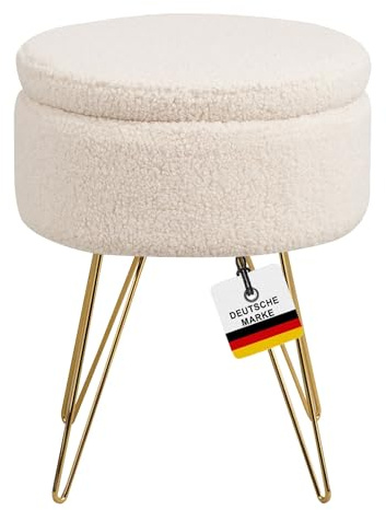 ALBATROS Hocker mit Stauraum Cannes – Sitzhocker mit Stauraum, Modernes Design, Edler Sherpa-Bezug – Sitztruhe oder Sitzbank mit Stauraum – optimal als Fußhocker oder Hocker Schminktisch, Beige