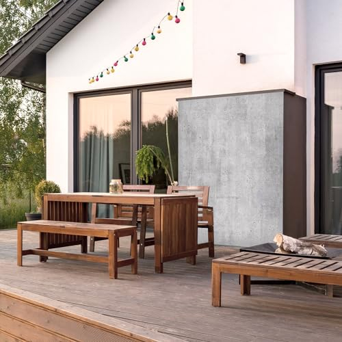dedeco Outdoor-Rückwand Dekor Wand für Garten, Terrasse, als Außenfassade Paneel Motiv: Beton V1, 300 x 150 cm, wasserfest, robust, Wandverkleidung aus Acrylglas 3D, Glasoptik, einfach renovieren