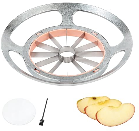 RAINHOL Apfelschneider und Entkerner mit Schneidematte und Bürste, 12 Scheiben, Apfelschneider aus Edelstahl, kreative UFO-Form, Apfelkeil für 10,2 cm und kleinere Äpfel (Rosa)