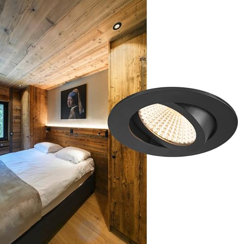 SLV New TRIA 68 - Lámpara de techo empotrable (3000 K, 60°, IP 20), color negro