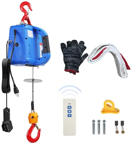 Jargrovs 3 in 1 Paranco elettrico,verricello elettrico 220v con telecomando wireless,argano elettrico portatile da 500kg/1100 libbre,7,6m montacarichi da balcone per magazzino domestico della fabbrica