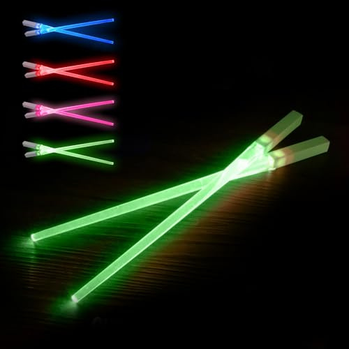SithSticks® 2 Bacchette Luminose Verdi | Bacchette LED | Posate Lavabili e Riutilizzabili | Cucina Cinese e Giapponese | Idea Regalo 100% Divertente | OriginalCorner®