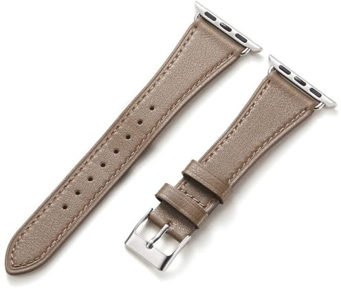Bracelet Cuir pour Apple Watch, Compatible Series 1-11 SE Ultra 38/40/41/42/44/45/46/49 mm, Connecteur Acier Inoxydable, Homme Femme