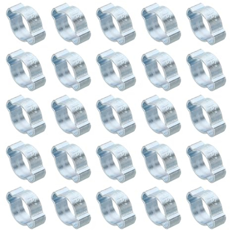 PATIKIL Collier de Serrage à Double Oreille 11-13mm Ton Argenté 50 Pcs | Anneaux de Sertissage de Clip Torique, Acier Galvanisé, pour Connexions de Raccords Tubes Essence Carburant