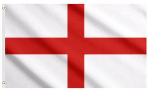 TT ThreadTrade England St Geroge's Cross Flag, England National Flags, Indoor/Outdoor, Double Sided with 2 Brass Eyelets, Polyester, Celebration Party Decoration