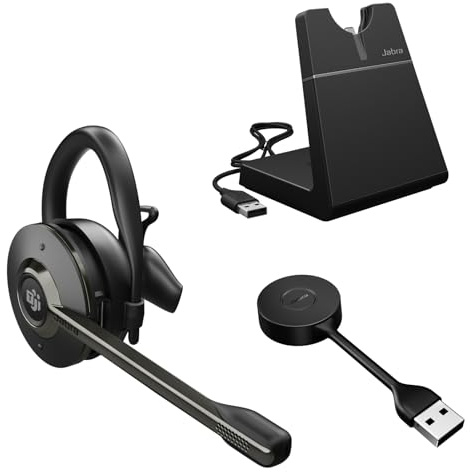 Jabra Engage 55 SE (Second Edition) Convertible Wireless Headset w/Charging Stand and Link 400 USB-A DECT Adapter – MS Teams Certified, Works with All Other Platforms, Black