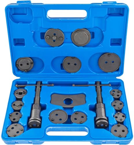 Vorfal Bremskolbenrücksteller Set 18 TLG | Profi Bremssattel Rückstellwerkzeug für PKW | Universales Bremskolben Werkzeug Set mit Adaptern & Koffer für Reparatur & Wartung (18-TLG.)
