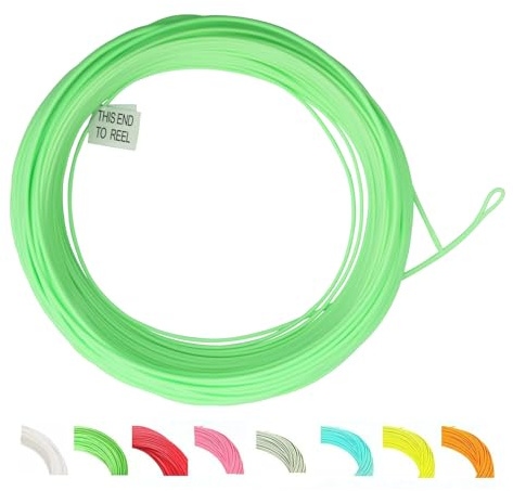 Maimumcatch Bestpreis Fliegenfischen Schnur, Schwimmende Fliegenschnur&Fliegenschnur Combo mit Backing Vorfach und Tippet (1F/2F/3F/4F/5F/6F/7F/8F/9F/10F) (Hellgrün mit Schlaufen, WF1F)