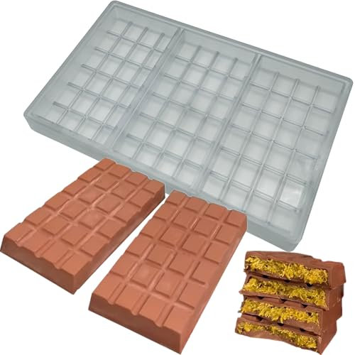 Molde de policarbonato para barra de chocolate profundo, barra de protina, herramienta de relleno de serpientes de chocolate, molde de galletas cubierto de chooclate, más profundo