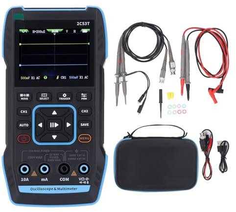 Multimetro con Oscilloscopio Digitale, Generatore di Segnali LCD 2,8 Pollici a 4,5 Cifre, Operazioni Matematiche per Test Elettrici e Diagnostica