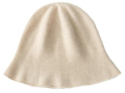 HEYDHSDC Damenhut für Herbst und Winter, Kaschmir, lässig, weich, hält warm, kuppelförmig, Kaschmir, gestrickt, Fischermütze, beige, Einheitsgröße