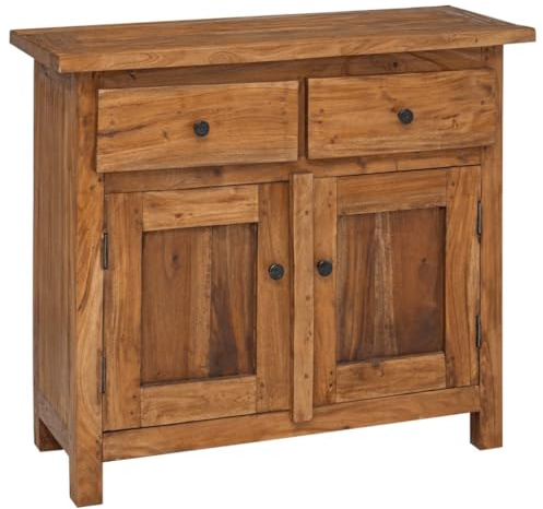 SDWEHO7 Beistellschrank mit Stauraum, Schmaler Flurtisch Wohnzimmer Tisch Aufbewarhungsschrank Organisationseinheit Altholz Massiv 75x30x65 cm