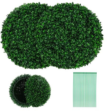 RELAX4LIFE 2er künstliche Buchsbaumkugeln, Buchsbaum Kugel künstlich 52 cm, Kunstpflanze Kugel UV-beständig, Formschnitt Dekopflanze Buchskugel, künstliche Pflanzen Kugel für Garten, Hochzeiten, Grün